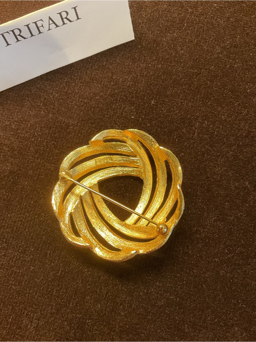 Trifari Gold-Tone Woven Knot Statement Brooch - Picture 3 of 7